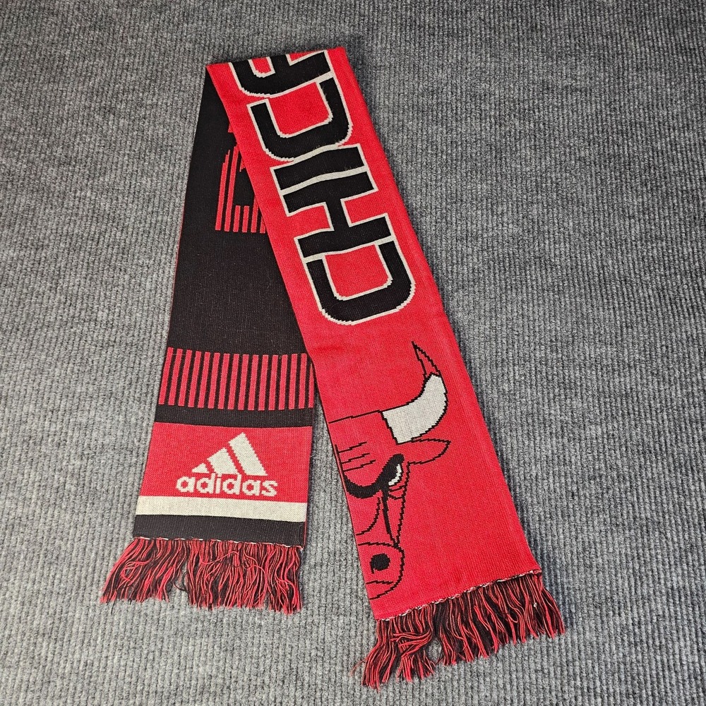 Chicago Bulls Scarf Mens One Size Red NBA Basketball Knit Fringe Winter Adidas